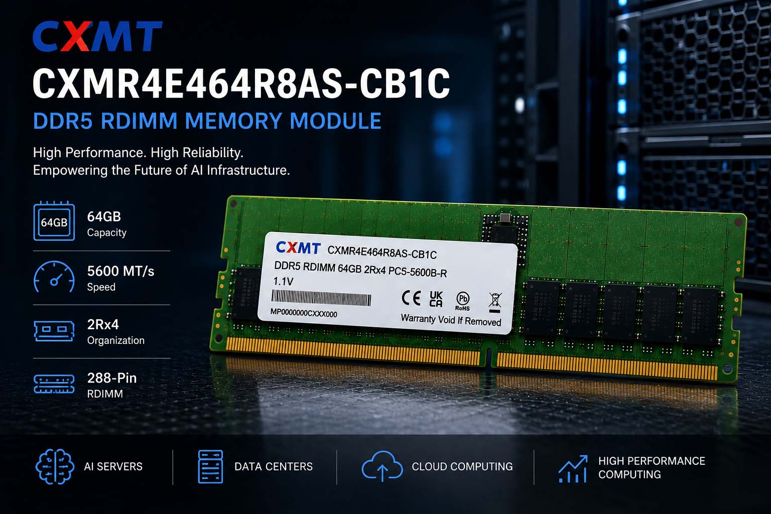 CXMT CXMR4E464R8AS-CB1C: A New DDR5 Option for AI Server Memory